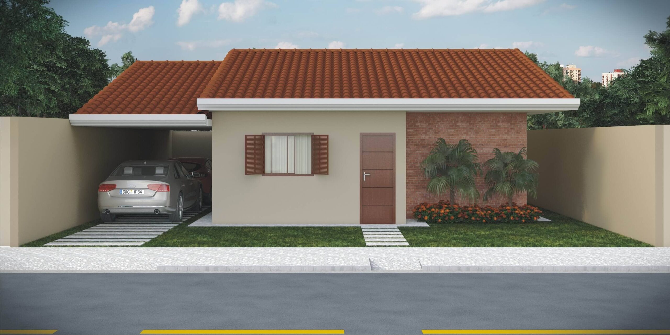 Planta de casa térrea com 1 dormitório (CA1_000) - Construindo Casas